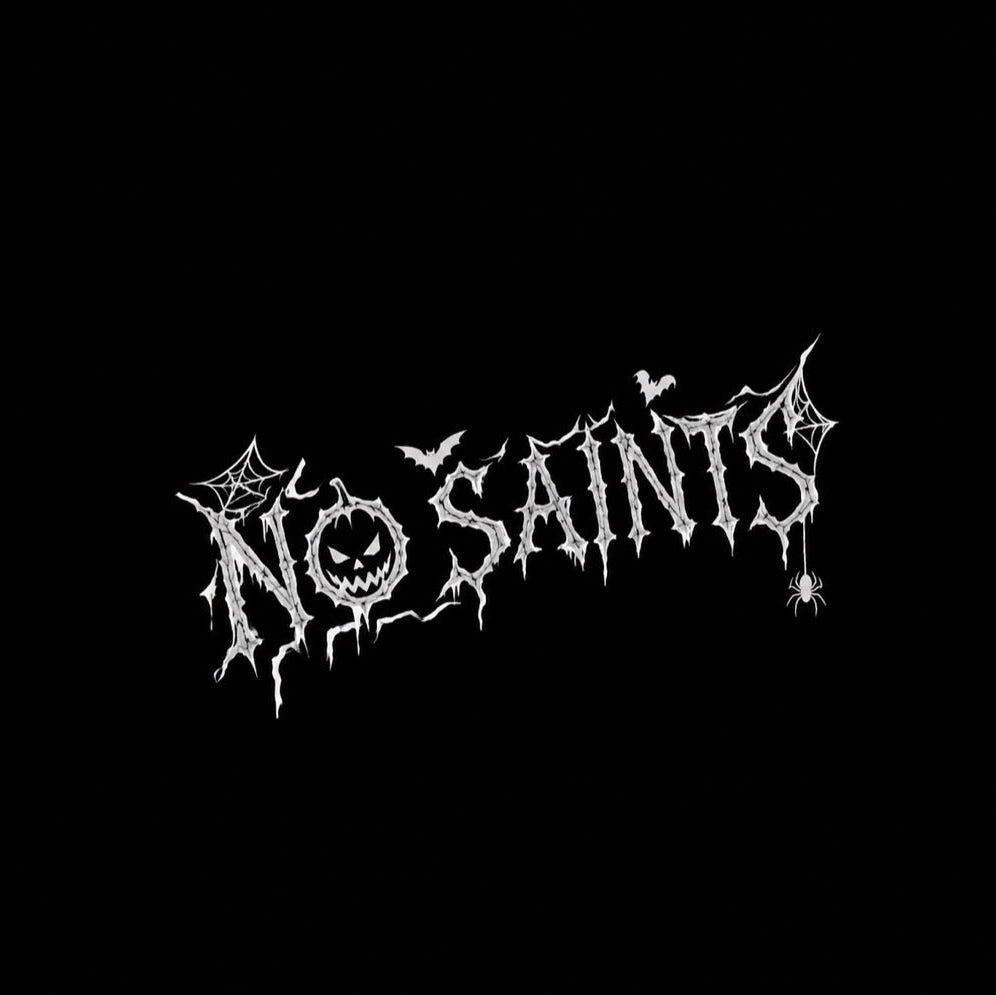 No Saints Halloween decal on car window